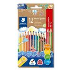 STAEDTLER Színes ceruza készlet, háromszögletű, vastag, hegyezővel, STAEDTLER "Noris® Jumbo 128", 10+2 különböző szín STAEDTLER Színes ceruza készlet, háromszögletű, vastag, hegyezővel, STAEDTLER "Noris® Jumbo 128", 10+2 különböző szín
