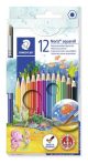 STAEDTLER Akvarell ceruza készlet, hatszögletű, ecsettel, STAEDTLER "Noris® aquarell 144 10", 12 különböző szín STAEDTLER Akvarell ceruza készlet, hatszögletű, ecsettel, STAEDTLER "Noris® aquarell 144 10", 12 különböző szín