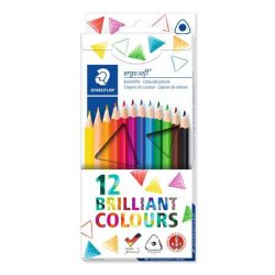 STAEDTLER Színes ceruza készlet, háromszögletű, STAEDTLER "Ergo Soft 157", 12 különböző szín