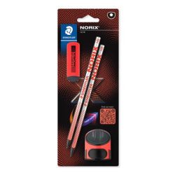 STAEDTLER Grafitceruza készlet, hegyezővel, radírral, HB, STAEDTLER "Norix® 181", korall piros STAEDTLER Grafitceruza készlet, hegyezővel, radírral, HB, STAEDTLER "Norix® 181", korall piros
