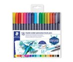 STAEDTLER Ecsetirón készlet, 0,5-0,8/1,0-6,0 mm, kétvégű, STAEDTLER "3001", 18 szín STAEDTLER Ecsetirón készlet, 0,5-0,8/1,0-6,0 mm, kétvégű, STAEDTLER "3001", 18 szín