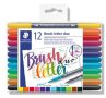   STAEDTLER Ecsetirón készlet, 0,5-0,8/1,0-6,0 mm, kétvégű, STAEDTLER "3004"", 12 szín