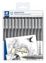   STAEDTLER Tusfilc készlet, 12 különböző vonalvastagság, STAEDTLER "Pigment Liner 308", fekete