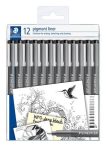STAEDTLER Tusfilc készlet, 12 különböző vonalvastagság, STAEDTLER "Pigment Liner 308", fekete STAEDTLER Tusfilc készlet, 12 különböző vonalvastagság, STAEDTLER "Pigment Liner 308", fekete