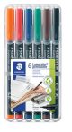   STAEDTLER Alkoholos marker készlet, OHP, 0,4 mm, STAEDTLER "Lumocolor® 313 S", 6 különböző szín