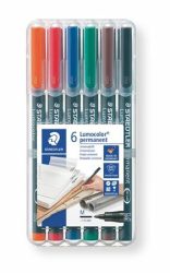 STAEDTLER Alkoholos marker készlet, OHP, 1 mm, STAEDTLER "Lumocolor® 317 M", 6 különböző szín STAEDTLER Alkoholos marker készlet, OHP, 1 mm, STAEDTLER "Lumocolor® 317 M", 6 különböző szín