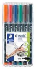 STAEDTLER Alkoholos marker készlet, OHP, 0,6 mm, STAEDTLER "Lumocolor® 318 F", 6 különböző szín STAEDTLER Alkoholos marker készlet, OHP, 0,6 mm, STAEDTLER "Lumocolor® 318 F", 6 különböző szín
