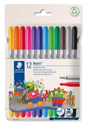 STAEDTLER Filctoll készlet, 1-3 mm, kétvégű, kimosható, STAEDTLER "Noris® 320, 12 különböző szín