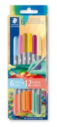 STAEDTLER Filctoll készlet, 1/3 mm, kétvégű, kimosható, STAEDTLER® "3280", Multiverzum 2, 6 különböző szín