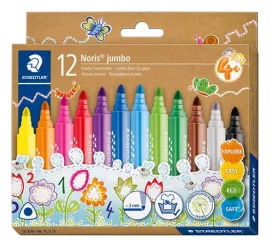 STAEDTLER Filctoll készlet, 3 mm, háromszögletű, kimosható, STAEDTLER "Noris® jumbo 328-B", 12 szín