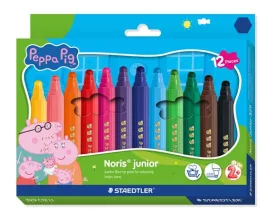 STAEDTLER Filctoll készlet, 2,5 mm, kimosható, jumbo, STAEDTLER „Noris® junior 329”, Peppa malac, 12 szín