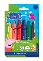 STAEDTLER Filctoll készlet, 2,5 mm, kimosható, jumbo, STAEDTLER „Noris® junior 329”, Peppa malac, 6 szín