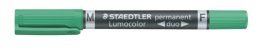 STAEDTLER Alkoholos marker, 0,6/1,5 mm, kúpos, kétvégű, STAEDTLER "Lumocolor® duo 348", zöld
