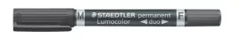 STAEDTLER Alkoholos marker, 0,6/1,5 mm, kúpos, kétvégű, STAEDTLER "Lumocolor® duo 348", fekete