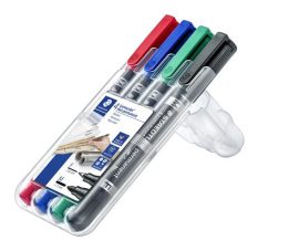 STAEDTLER Alkoholos marker készlet, 0,6/1,5 mm, kúpos, kétvégű, STAEDTLER "Lumocolor® duo 348", 4 különböző szín