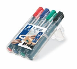 STAEDTLER Alkoholos marker készlet, 2-5 mm, vágott, STAEDTLER "Lumocolor® 350", 4 különböző szín