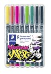   STAEDTLER Alkoholos marker készlet, 2-5 mm, vágott, STAEDTLER "Lumocolor® 350", 6 különböző szín