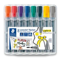 STAEDTLER Flipchart marker vegyes készlet, 2/2-5 mm, STAEDTLER "Lumocolor® 356", 8 különböző szín STAEDTLER Flipchart marker vegyes készlet, 2/2-5 mm, STAEDTLER "Lumocolor® 356", 8 különböző szín