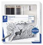 STAEDTLER Grafit- és szénceruza készlet, kiegészítőkkel, 12 darabos, STAEDTLER "Mars® Lumograph® 100C" STAEDTLER Grafit- és szénceruza készlet, kiegészítőkkel, 12 darabos, STAEDTLER "Mars® Lumograph® 100C"
