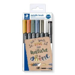 STAEDTLER Dekormarker, 1-6 mm, kúpos, ajándék tusfilccel, STAEDTLER "8321", 6 különböző metál szín STAEDTLER Dekormarker, 1-6 mm, kúpos, ajándék tusfilccel, STAEDTLER "8321", 6 különböző metál szín