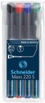   SCHNEIDER Alkoholos marker készlet, OHP, 0,4 mm, SCHNEIDER "Maxx 220 S", 4 különböző szín