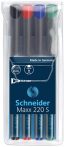 SCHNEIDER Alkoholos marker készlet, OHP, 0,4 mm, SCHNEIDER "Maxx 220 S", 4 különböző szín SCHNEIDER Alkoholos marker készlet, OHP, 0,4 mm, SCHNEIDER "Maxx 220 S", 4 különböző szín