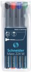   SCHNEIDER Alkoholos marker készlet, OHP, 1 mm, SCHNEIDER "Maxx 224 M", 4 különböző szín
