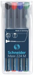 SCHNEIDER Alkoholos marker készlet, OHP, 1 mm, SCHNEIDER "Maxx 224 M", 4 különböző szín