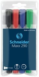 SCHNEIDER Tábla- és flipchart marker készlet, 2-3 mm, kúpos, SCHNEIDER "Maxx 290", 4 különböző szín SCHNEIDER Tábla- és flipchart marker készlet, 2-3 mm, kúpos, SCHNEIDER "Maxx 290", 4 különböző szín