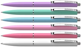 SCHNEIDER Golyóstoll, 0,5 mm, nyomógombos, vegyes pasztell tolltest, SCHNEIDER "K15", kék