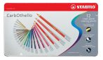 STABILO Pasztell ceruza készlet, kerek, fém doboz, STABILO "CarbOthello", 12 különböző szín STABILO Pasztell ceruza készlet, kerek, fém doboz, STABILO "CarbOthello", 12 különböző szín