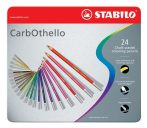   STABILO Pasztell ceruza készlet, kerek, fém doboz,  STABILO "CarbOthello", 24 különböző szín