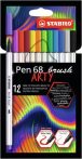 STABILO Ecsetirón készlet, STABILO "Pen 68 brush ARTY", 12 különböző szín STABILO Ecsetirón készlet, STABILO "Pen 68 brush ARTY", 12 különböző szín