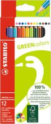 STABILO Színes ceruza készlet, hatszögletű, STABILO "GreenColors", 12 különböző szín