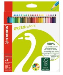 STABILO Színes ceruza készlet, hatszögletű, STABILO "GreenColours", 24 különböző szín STABILO Színes ceruza készlet, hatszögletű, STABILO "GreenColours", 24 különböző szín