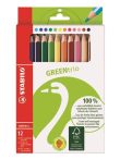   STABILO Színes ceruza készlet, háromszögletű, vastag, STABILO "GreenTrio", 12 különböző szín