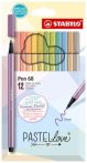 STABILO Filctoll készlet, 1 mm, STABILO "Pen 68 Pastellove", 12 különböző szín STABILO Filctoll készlet, 1 mm, STABILO "Pen 68 Pastellove", 12 különböző szín