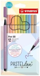 STABILO Filctoll készlet, 1 mm, STABILO "Pen 68 Pastellove", 12 különböző szín