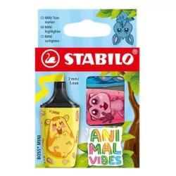 STABILO Szövegkiemelő készlet, 2-5 mm, STABILO "Boss Mini Animal Vibes", 3 különböző szín