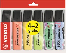 STABILO Szövegkiemelő készlet, 2-5 mm, STABILO "Boss Original", 4+2 különböző pasztell szín STABILO Szövegkiemelő készlet, 2-5 mm, STABILO "Boss Original", 4+2 különböző pasztell szín