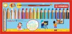   STABILO Színes ceruza készlet, kerek, vastag, STABILO "Woody 3 in 1", 18 különböző szín
