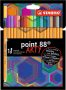   STABILO Tűfilc készlet, 0,4 mm, STABILO "Point 88 ARTY", 18 különböző szín