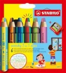   STABILO Színes ceruza készlet, STABILO "Woody 3 in 1 duo", 6 dupla vegyes szín