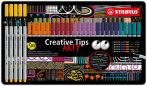 STABILO Tűfilc készlet, fém doboz, STABILO "Creative Tips ARTY", 10 különböző szín, 5 különböző vastagság STABILO Tűfilc készlet, fém doboz, STABILO "Creative Tips ARTY", 10 különböző szín, 5 különböző vastagság