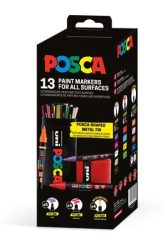 UNI Dekormarker készlet, Posca fém dobozos, UNI "Posca", 13 különböző szín