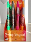   ZEBRA Golyóstoll display, 0,27 mm, nyomógombos, ZEBRA "Z-Grip Tropical", kék, 4 különböző minta