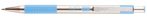   ZEBRA Golyóstoll, 0,24 mm, nyomógombos, rozsdamentes acél, pasztellkék tolltest, ZEBRA "F-301", kék
