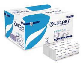 LUCART Kéztörlő, Z hajtogatott, 2 rétegű, 200 lap, Slim adagolóhoz, LUCART "Strong", fehér LUCART Kéztörlő, Z hajtogatott, 2 rétegű, 200 lap, Slim adagolóhoz, LUCART "Strong", fehér