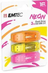 EMTEC Pendrive, 16GB, 3 db, USB 2.0, EMTEC "C410 Neon", narancs, citromsárga, rózsaszín EMTEC Pendrive, 16GB, 3 db, USB 2.0, EMTEC "C410 Neon", narancs, citromsárga, rózsaszín