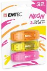 EMTEC Pendrive, 32GB, 3 db, USB 2.0, EMTEC "C410 Neon", narancs, citromsárga, rózsaszín EMTEC Pendrive, 32GB, 3 db, USB 2.0, EMTEC "C410 Neon", narancs, citromsárga, rózsaszín